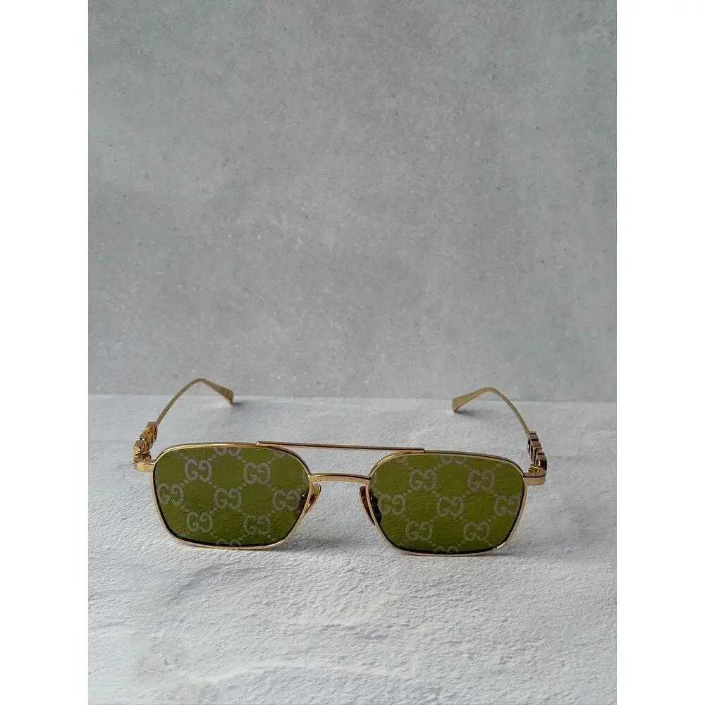 NEW Gucci GG1804S Green Mirror Aviator Logo Sunglasses